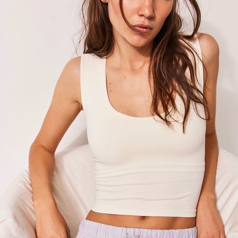 Cream Sleeveless Crop Top